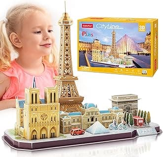 CubicFun 3D Puzzles for Kids Ages 8-10 12-14 Pairs Cityline Arts Crafts for Girls Ages 8-12 Architecture STEM Projects for Kids Ages 8-12, Toys Gifts for 8 Year Old Girls Eiffel Tower