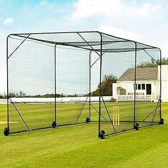 FORTRESS Mobile Cricket Batting Cage - 24ft or 36ft | Portable Wheel-Based Cricket Practice Net | Cricket Training Equipment | Premium Cricket Net For Practice