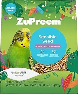 Sensible Seed Bird Food, Parakeet, Budgie, Parrotlet, Dove, Seed and Pellet Blend for Small Birds, Food Mixer Topper, Enriching Variety, Made in USA, Parakeet Seeds (S, 2 lbs)