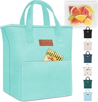 KUBYA Lunch Box Lunch Bag for Women Adult Men Insulated Cooler Lunch Boxes Simple Reusable Lunchbag Cute Lunchbox Large Capacity Lunch Tote Bags for Picnic or Work, Included Food Storage Bag