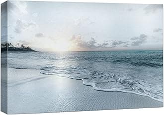 wall26 Canvas Print Wall Art Washed Out Gray Sunset Beach Shoreline Nature Wilderness Photography Modern Art Rustic Scenic Colorful Multicolor for Living Room, Bedroom, Office - 12"x18"