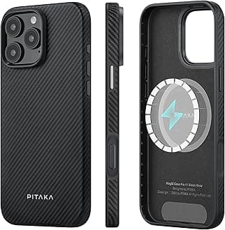 Case for iPhone 16 Pro Max, 6.9" - MagSafe Compatible, Shockproof, 600D Aramid Fiber & TPU Combined [Military Grade Protective Case - Black/Grey (Twill)]