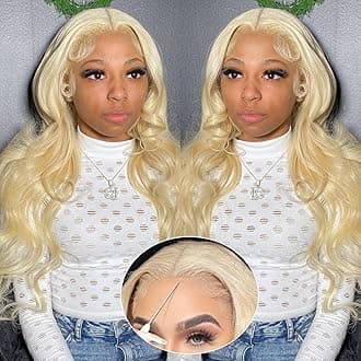 Alipeacock 613 Lace Front Wig Human Hair Body Wave 5x6 Hd Lace Closure Wear and Go Glueless Wigs Human Hair Pre Cut Blonde Wig 28inch 200% Density