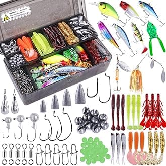PLUSINNO Fishing Lures, 292/210Pcs Tackle Box with Tackle Included, Crankbaits, Hooks, Weights, Fishing Accessories kit, Fishing Bait Lure Gear Kit Gift for Men Bass,Trout