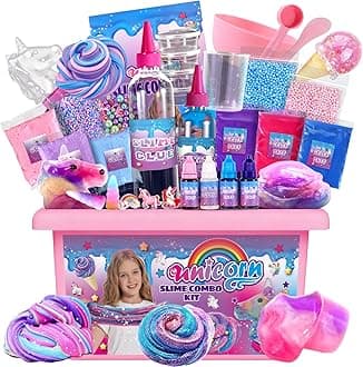ZOnFRTO Mini Unicorn Slime Kit for Girls - Glimmer Crunchy, Butter, and Galaxy Slime for Kids 6-12 - Party Favors for Children
