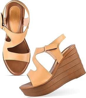 JM LOOKS Women' Platform BLACK Wedges High Heel Fashion Sandal Comfortable and Stylish Wedge For Casual & Formal Occasions