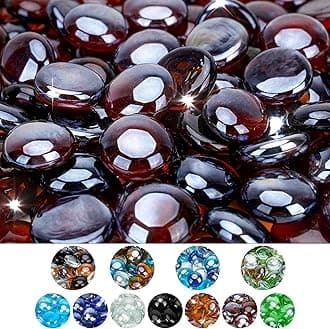 Mr. Fireglass 10 Pound Fire Glass Beads, 1/2" Reflective Round Fire Glass Drops for Fireplace Fire Pit & Lanscaping, High Luster Amber