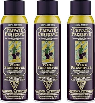 Private Preserve Wine Preservation System | 100% Green Gas Based | Suitable For All Wine, Port, Sake, Cognac, Whiskey, Fine Oil & Vinegar (Pack of 3)