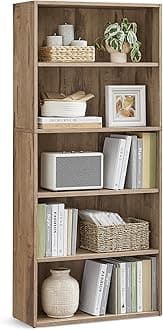 VASAGLE Bookshelf, 23.6 Inches Wide, 5-Tier Open Bookcase with Adjustable Storage Shelves, Floor Standing Unit, Camel Brown ULBC165T50