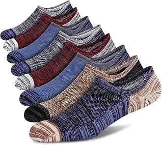 Mens No Show Cotton Socks 8 Pack Low Cut Casual Sock with Non-Slip Grips