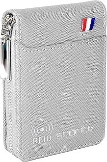 Imported RFID PU Leather 9 Slot Vertical Credit Debit Card Holder Money Wallet Zipper Coin Purse for Men Women (Grey,11.5 x 8 x 2 cm)