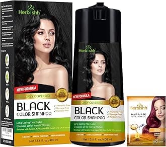 Hair Color Shampoo For Gray Hair – Enriched Color Shampoo Hair Dye Formula – Hair Dye Shampoo And Conditioner – Long Lasting & Diy (Black)