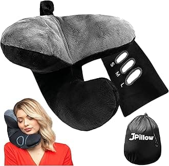 JPillow Travel Pillow for Airplanes – A Little Bulky, Expensive, and Takes a Couple of Minutes to Master, but Supports Your Head and Neck in Genuine Luxury – British Invention of The Year (Black)