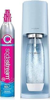 Terra Sparkling Water Maker (Misty Blue) with CO2 and Dishwasher Safe Bottle
