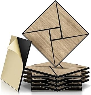 JAMELO Soundproofing Panels Wood Veneer 10 Packs | 30 * 30 * 1.2cm Acoustic Panels Self-Adhesive 3D Wall Panels For Ceiling/Door/Wall Decoration Wall Covering Walnut