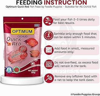 Foodie Puppies Optimum Cichlid Quick Red Small Pellet Fish Food 300gm - (Pack of 10) | Added with Fish Meal & Corn Gluten Meal | Fish Food for All Aquarium Fish with Free Key Ring