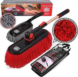 Car Duster Exterior Scratch Free,Car Dust Brush with Extendable Telescoping Handle to Remove Dust Pollen,Duster for Car,Truck,RV and Motorcycle,Large Car Mop Duster Head, Wax Cotton Hair