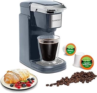 Single Cup Coffee Brewer - Quick Brew, One Touch Function, 12oz One Cup Grey Coffee Maker