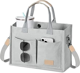 Canvas Tote Bag for Women Crossbody Work Purse with Pockets Top Handle Handbag Satchel Bags for Travel Nurse Teacher