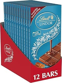 Lindt LINDOR Salted Caramel Milk Chocolate Truffle Bar, Easter Chocolate Candy Bar with Smooth Center, 3.5 oz. (12 Pack)