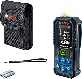 Laser Measure GLM 50-23 G (green laser, tilt sensor, range: up to 50m, robust, IP65, ± 1.5 mm*, 2x AA batteries, hand strap, pouch) - Amazon Exclusive