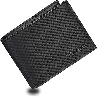 TravelamboGenuine Leather RFID Blocking Wallets Mens Wallet Bifold Left ID, Carbon Black, One Size, Rfid Wallet