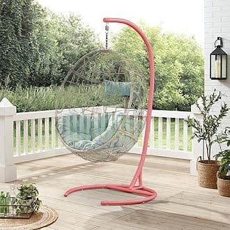 Hammock Stand Only Max 300lbs Hammock Chair Stand Only Heavy Duty Hanging Chair Stand Only 360 Degree Rotation C Stand Frame for Egg Chair Indoor Outdoor Porch Swing, Pink