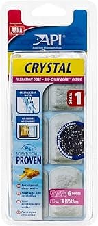 API CRYSTAL Aquarium Filtration Media Cartridges for Superclean 40 Internal Filter, Size 1, Pack of 6