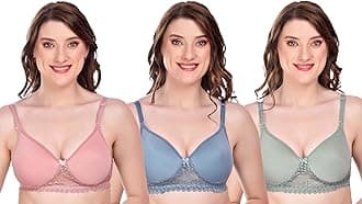 MiEstilo Women's Cotton Blend Lightly Padded Wirefree T-Shirt Bra Combo