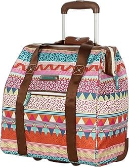 Lily BloomDesigner Under The Seat Tote Cabin Luggage Collection - 15 Inch Patterned Carry on Bag for Women - Lightweight Suitcase with 2 Rolling Wheels, On The Powl, 15 X 8 X 15 inches