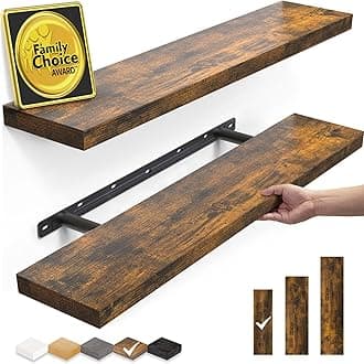 Floating Shelves, 22.5 inches Rustic Wood Wall Shelves for Bathroom，Bedroom, Living Room, Kitchen & Book, Hanging Display Decor Organization Shelf with 22 lbs Capacity (Rustic Brown)