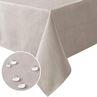 H.VERSAILTEX Linen Textured Table Cloths Rectangle 54 x 80 Inch Premium Solid Tablecloth Spill-Proof Waterproof Table Cover for Dining Buffet Feature Extra Soft and Thick Fabric Wrinkle Free, Taupe