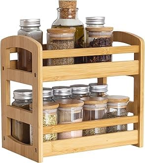 Totally Bamboo 2 Shelf Spice Caddy, Organizer for Kitchen Countertop or Cupboard