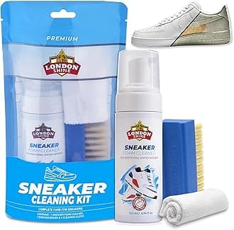 Sneaker Cleaner Kit 140ml – Waterless White Shoe Cleaner Foam with Brush & Microfiber Cloth – Deep Cleaning for Sneakers, Trainers & Boots.