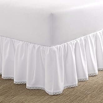 Laura Ashley | Luxury Premium Hotel Quality Bedskirt, Easy Fit, Anti Wrinkle & Fade Resistant, Stylish Design for Home Décor, Sateen Cotton, White, Full