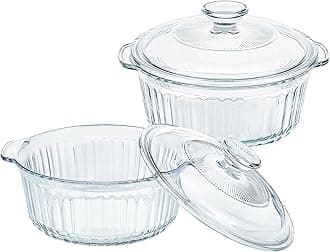 M MCIRCO 4-Piece Glass Casserole Baking Dish, Set of 2 Casseroles With Glass Lids, 1.7 Qt and 2.5 Qt, Round