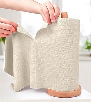 KitchLife Microfiber Cleaning Cloth Roll - Tear-Away Reusable Microfiber Paper Towels, Lint-Free, Washable, 20 Sheets for Kitchen, Car, Dishes, and Sensitive Surfaces (Sand Beige)