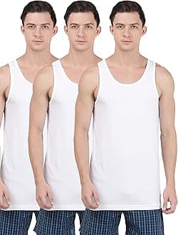 Jockey Mordern Classic Basic Vest 3Pcs Pack | 100% Cotton Vest for Men | 8820-0310-WHITE/M