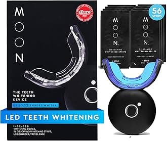 Teeth Whitening Kit, LED Light Teeth Whitener Device, 56 White Strips, USB Charger & Travel Case, Blue Light Whitening Tray Removes Stains & Whitens Up to 12 Shades in 2 Weeks (4 Piece Kit)