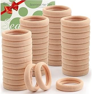 Bessrung 100 Pcs Thick Seamless Tan Hair Ties, Ponytail Holders Hair Accessories No Damage for Thick Hair,Suitable for Everyday Use(Light Blonde Colors)