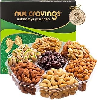 Easter Mixed Nuts Gift Basket in Green Gold Box (7 Assortments, 2 LB) Treats for Adults, Food Arrangement, Healthy Snack Care Package, Kosher