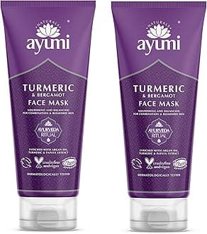 Ayumi Turmeric Face Mask | Vitamin C for Dark Spot Treatment | Brightening Clay Mask for Dull Skin | Clay Face Mask for Pores | Hydrating Face Mask with Argan Oil | Natural Mask for Face Care | 200ml