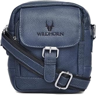 WildHorn Genuine Leather Mini Sling Bag for Men | Compact, Durable & Stylish | Buckle Closure | Front Zip Pocket | 1-Year Warranty