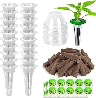 DECYOOL Garden Seed Pods, 48pcs Hydroponic Pods Kit:Grow Anything Kit with 12 Grow Baskets,12 Grow Sponges, 12 Pod Labels,12 Grow Domes