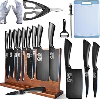 Professional Knife Sets for Master Chefs,Meat Cleaver Butcher for Camping,Chef Knife Set with Magnetic Knife Block,Bag,Stainless Steel Kitchen Knives Tools Kit