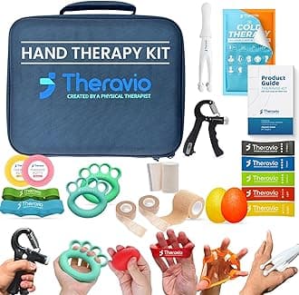 Hand Therapy Equipment for Rehabilitation and Recovery – Hand Therapy Kit with Grip Strength Trainer, Finger Strengthener & Exercise Balls for Arthritis, Carpal Tunnel and Physical Therapy by Theravio