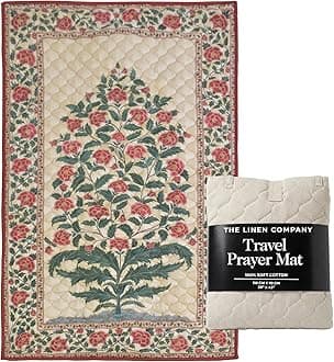 Muslim Prayer Mat - سجادة صلاة - Padded & Portable Islamic Prayer Mat - Ideal For Home, Office & Mosque Use - Easily Foldable & Machine Washable Rug - For Umrah/Hajj/Eid Gift - Crimson Paradise