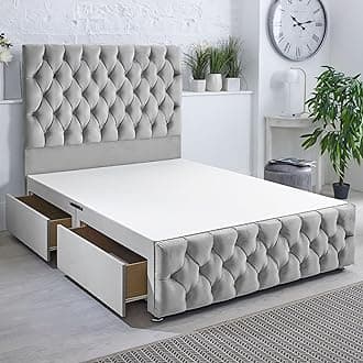ComfoRest - Elegant 5FT King Size Bed with 2 Drawers | Durable Base for Storage Needs | Stylish Frame for Modern Bedrooms and Contemporary Living (Silver Plush)