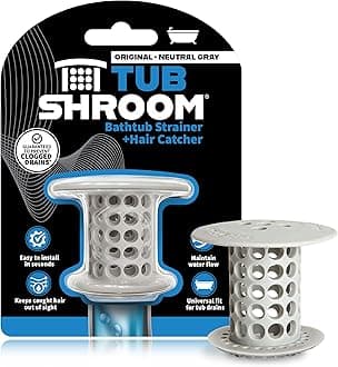 TubShroom Tub Drain Protector Hair Catcher Strainer Snare Silicone Grey Standard