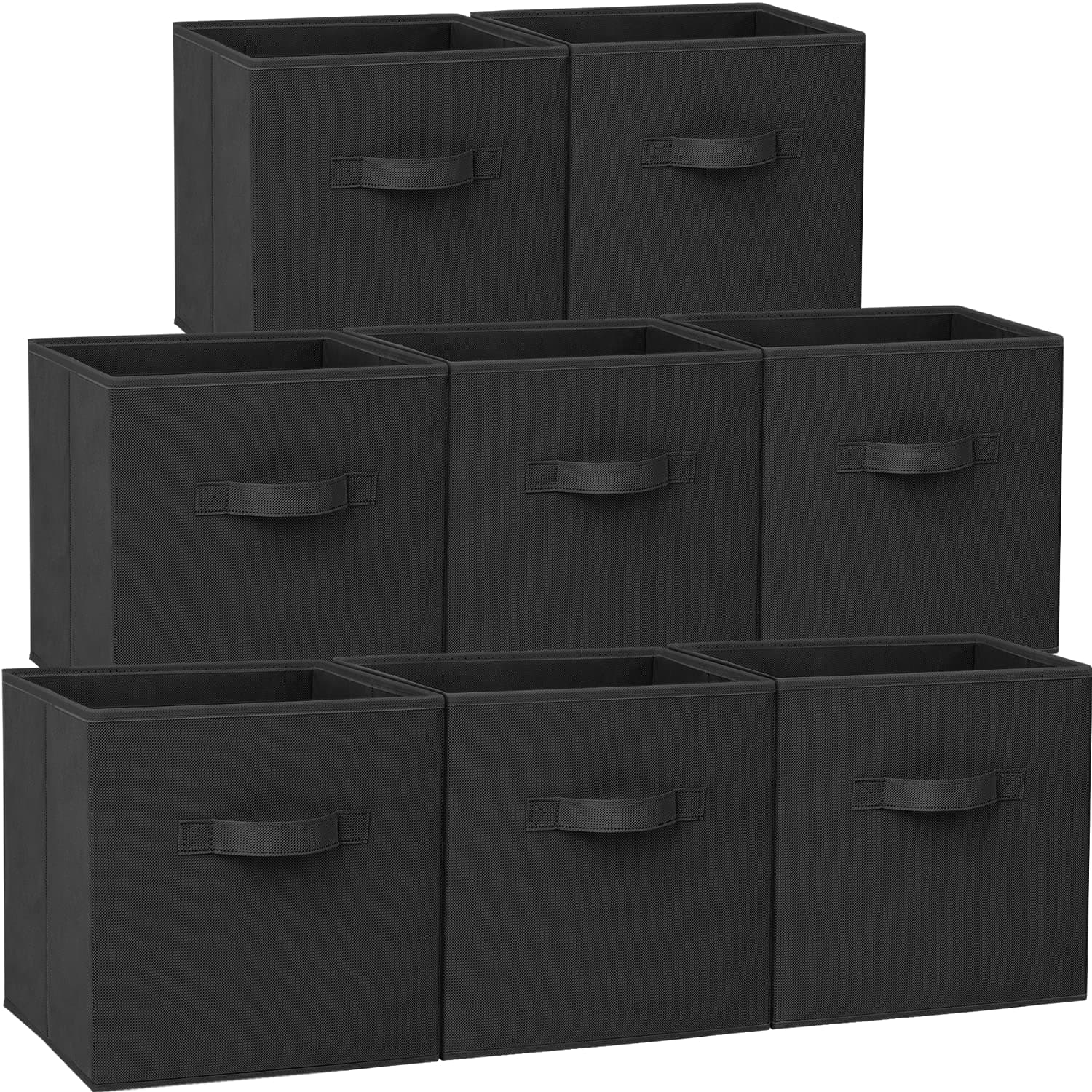 Criusia Storage Cubes - 11 Inch Heavy Duty Fabric Storage Bins for Shelves Closet, Cube Organizer - 8 Pack Collapsible Cube Storage Bins Baskets for Organizing Clothes Blankets Toys (Black)